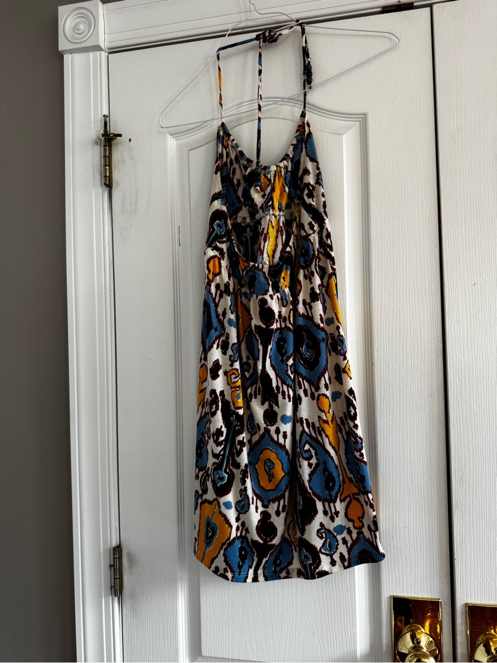 Women’s Blue & Mustard Patterned Halter Dress